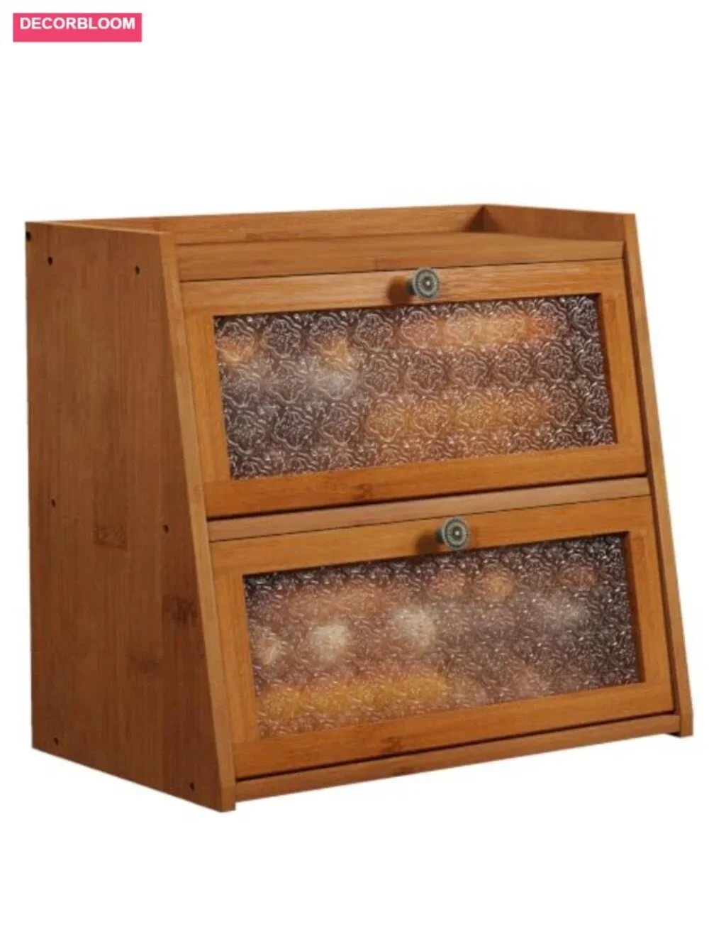 Bamboo Double Layer Bread Box for Kitchen Countertop Storage